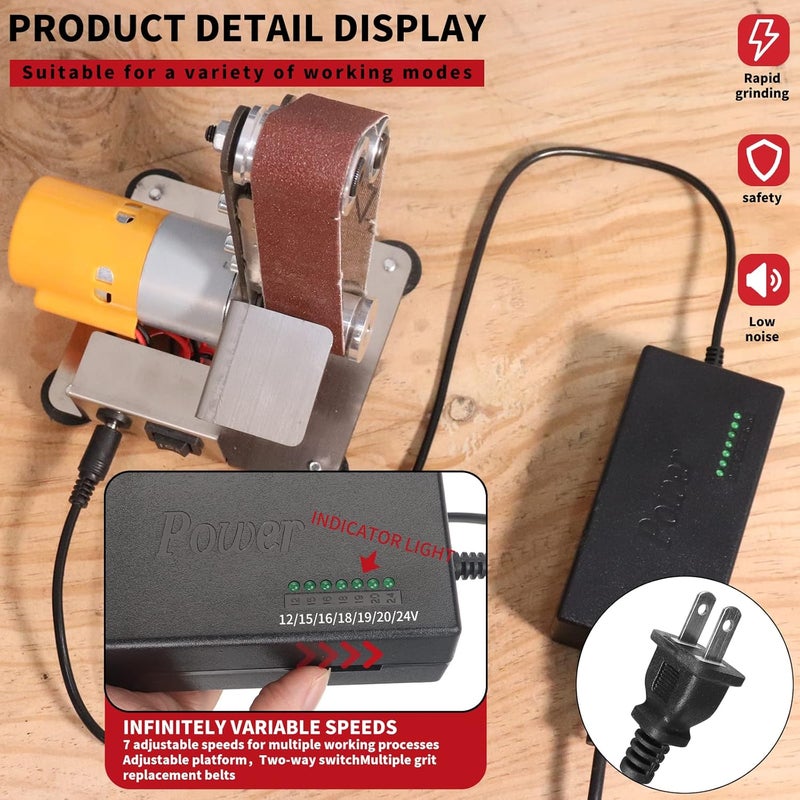 SI FANG Electric Belt-Sander Polishing-Grinding Knife Sharpener, 7 Speed Adjustable Mini Power Sanding Machine Bench Grinder 13x1.2inch Belts For DIY Model Crafts Jewelry Making, Wood Metal Working - Image 5